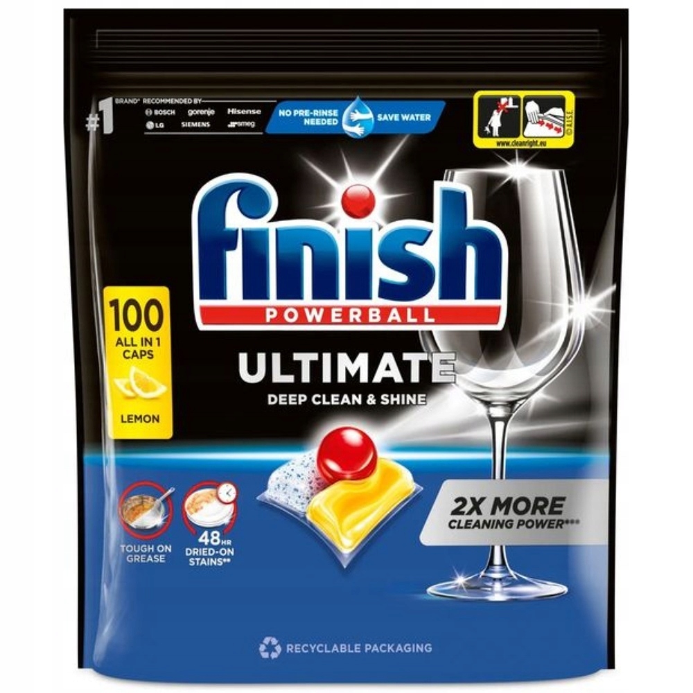 Finish Powerball Ultimate Lemon All in 1 100 ks Kapsle do myčky nádobí
