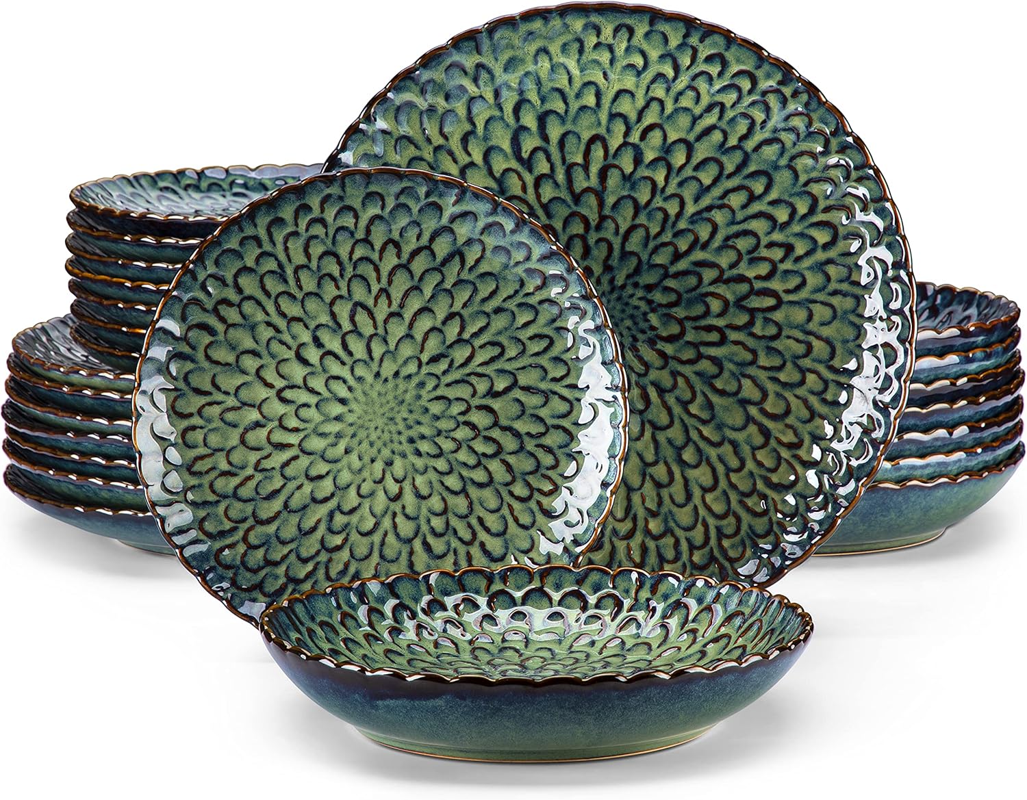 Serwis obiadowy VANCASSO kamionka zielony kamionka 24 szt / 8 osób