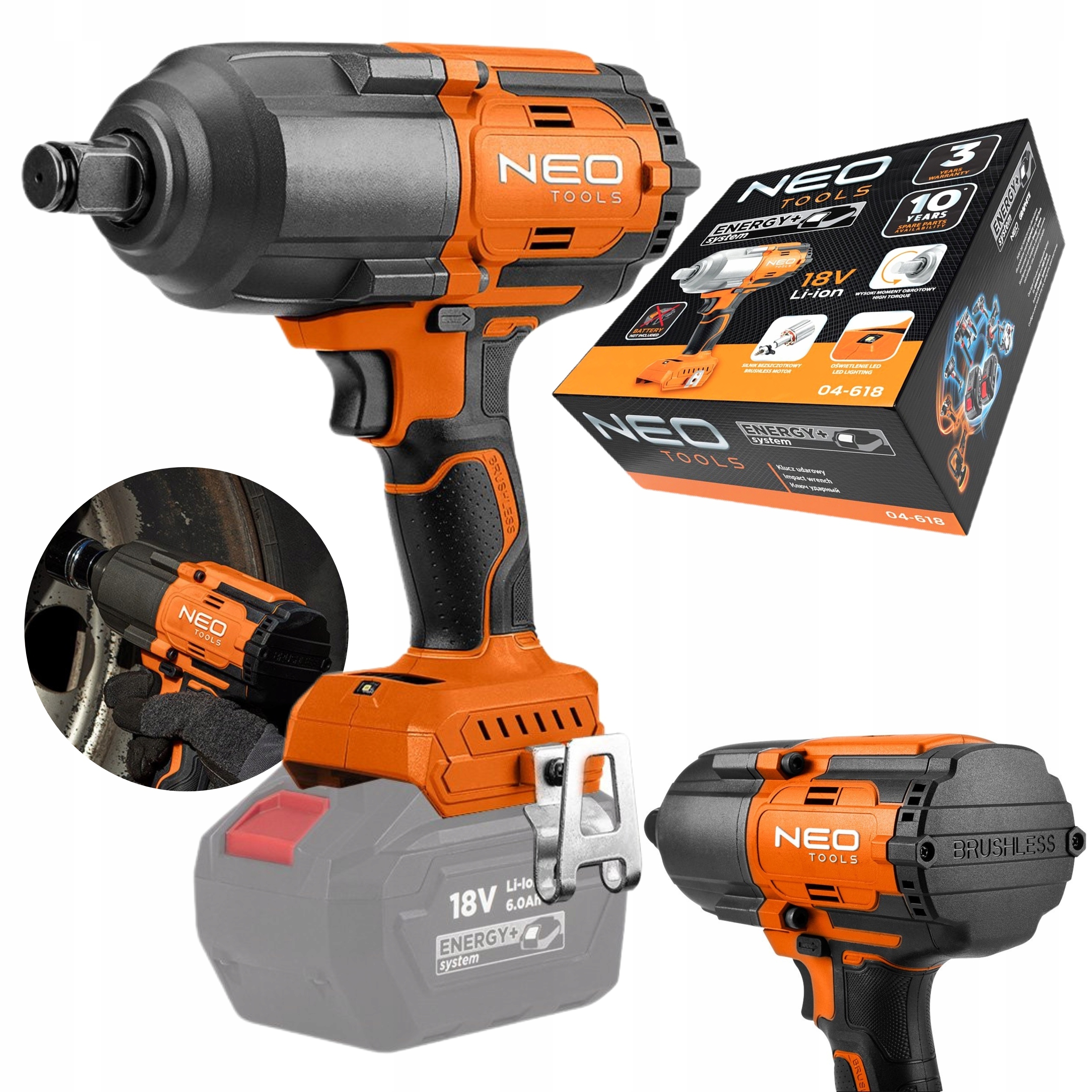 NEO KLUCZ UDAROWY ZAKRĘTARKA 18V BEZSZCZOTKOWE 1100NM AKUMULATOROWY