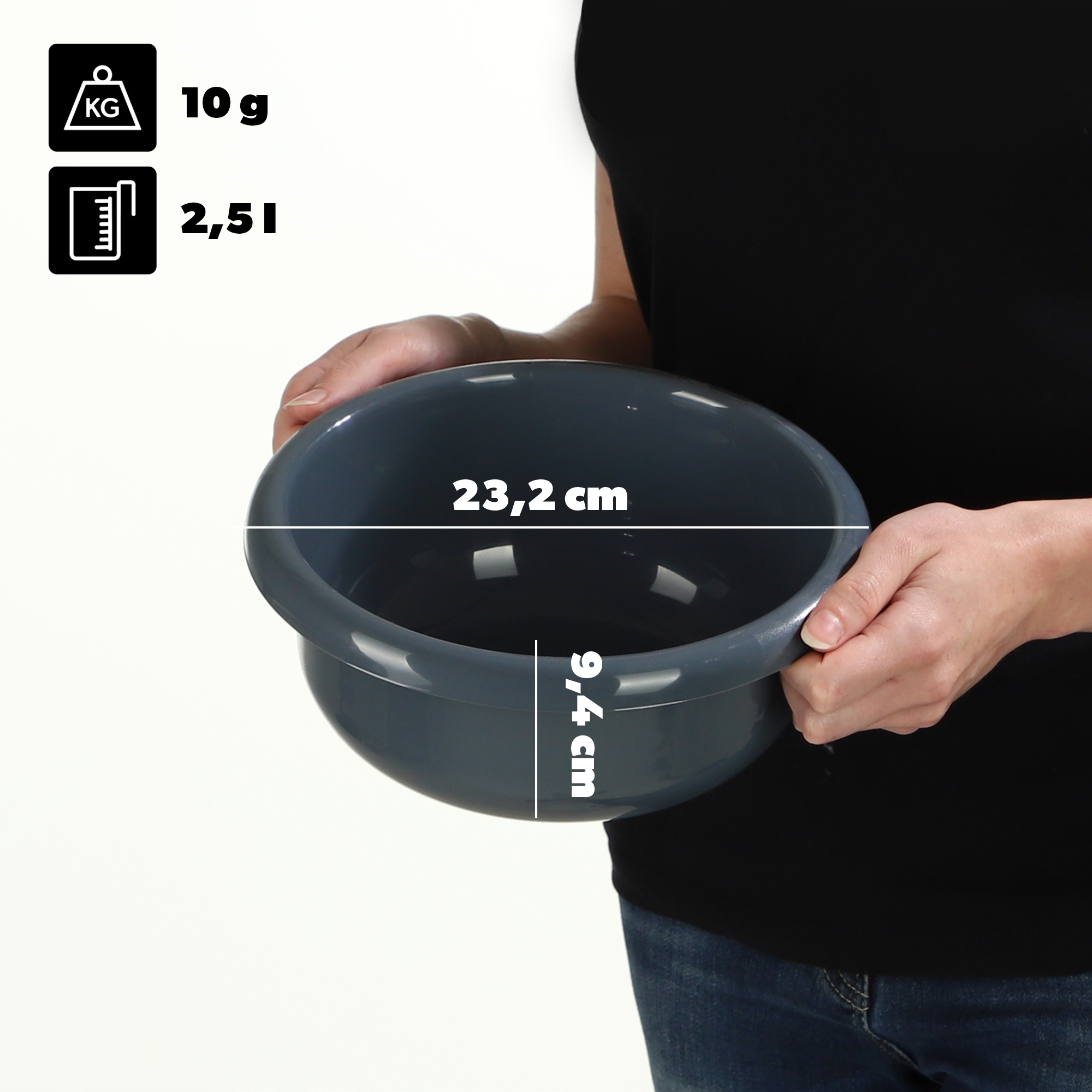 MISKA PLASTIKOWA OKRĄGŁA 2,5L NA PRANIE MIEDNICA MISA Z UCHWYTAMI Kod producenta K9518