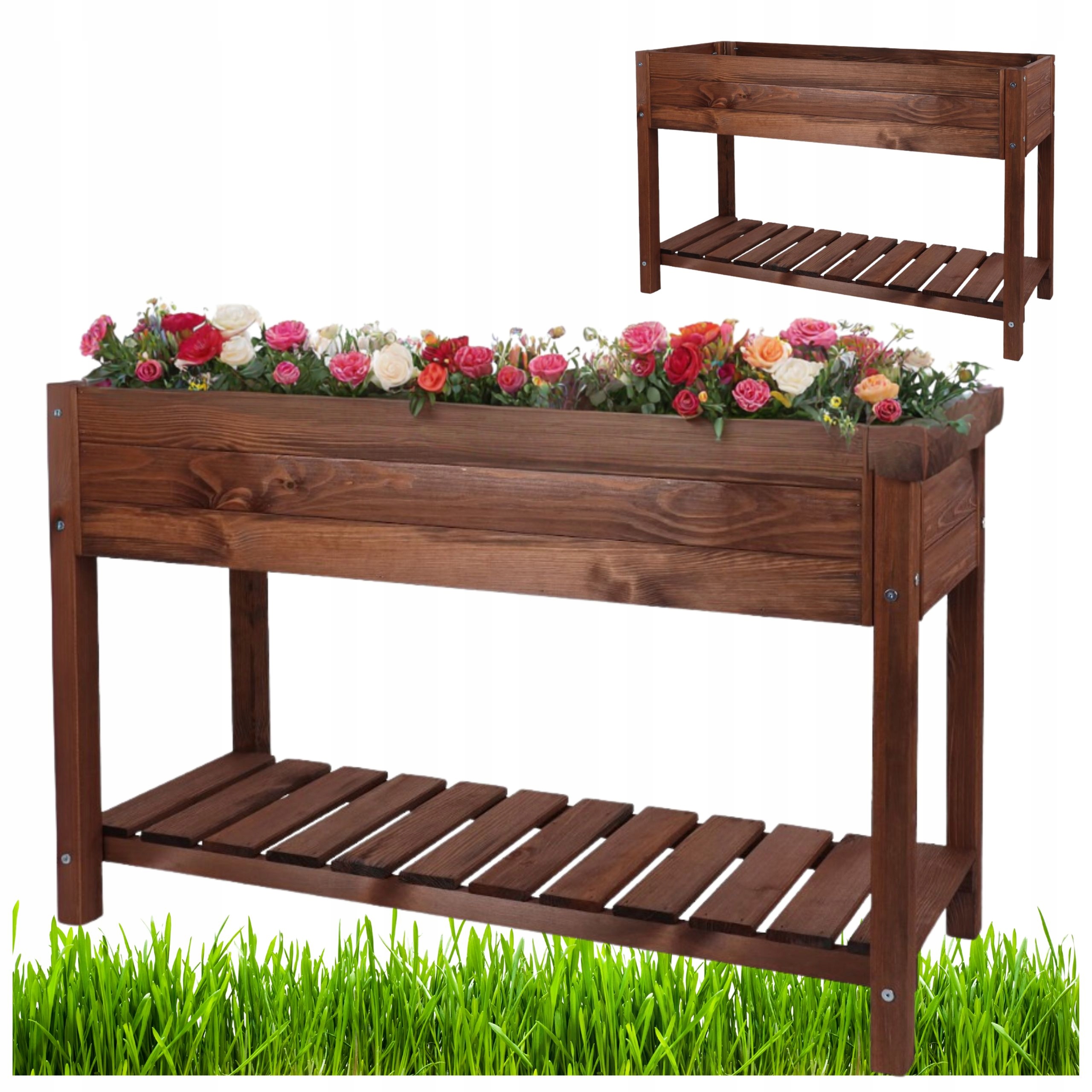 Duży Warzywnik Podniesiona Grządka Kwietnik Planter Ciemny Brąz 117x40x78cm