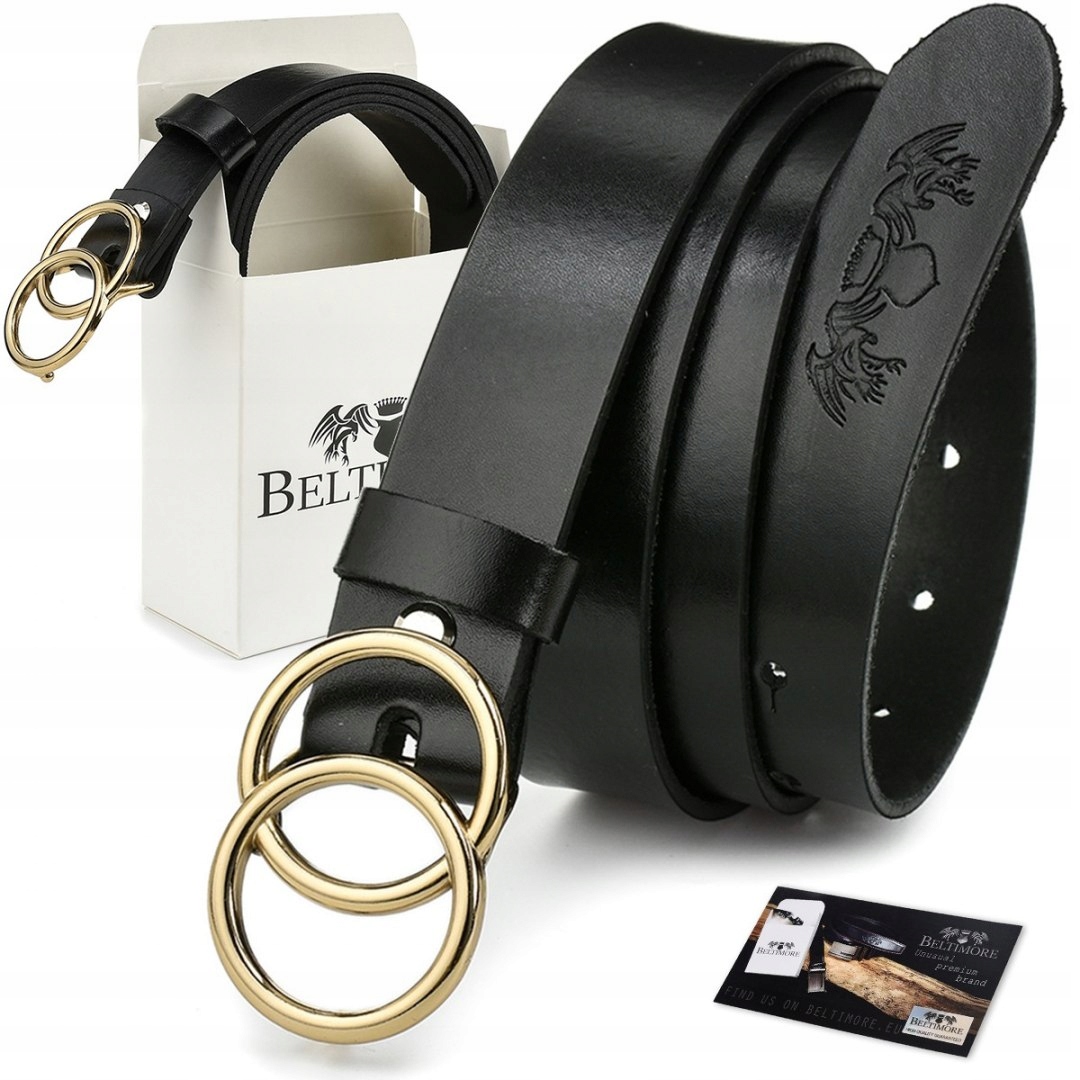 

Beltimore skórzany damski pasek czarny 3 cm