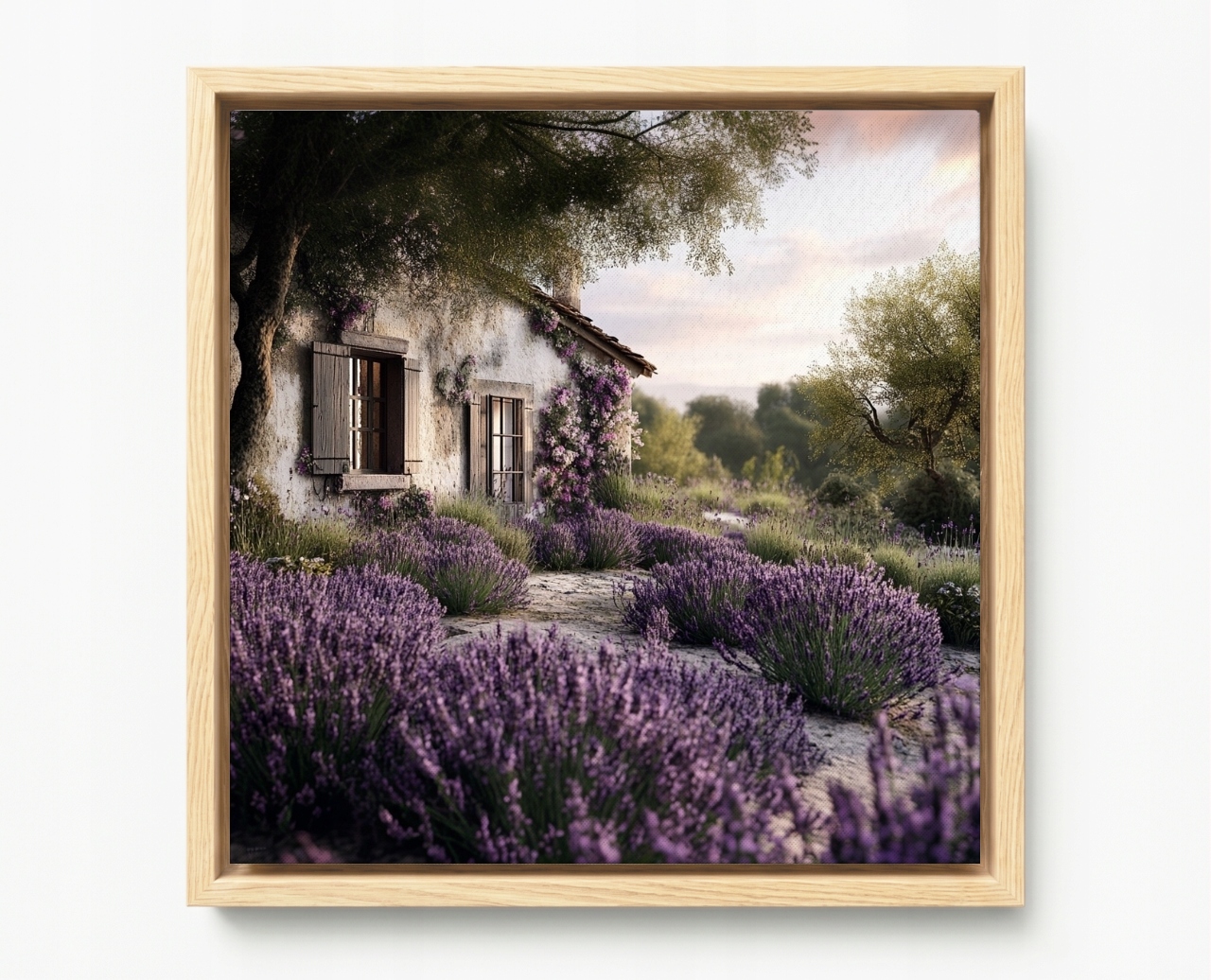 Obraz Rám Americký Box Krajina Francie Provence Dům Chatka Levandule 50x50