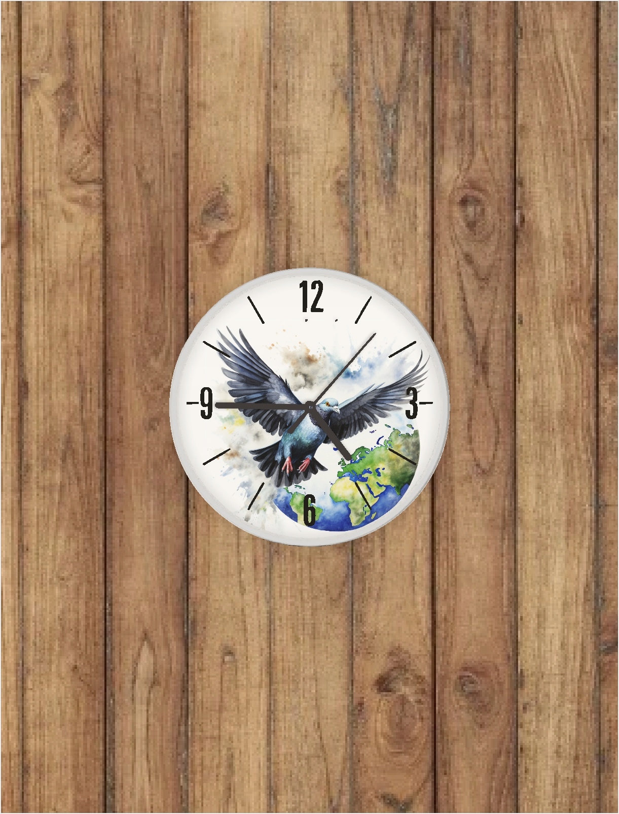 Zegar hodowcy gołębi ścienny "świat gołębi" akwarela Typ ścienny
