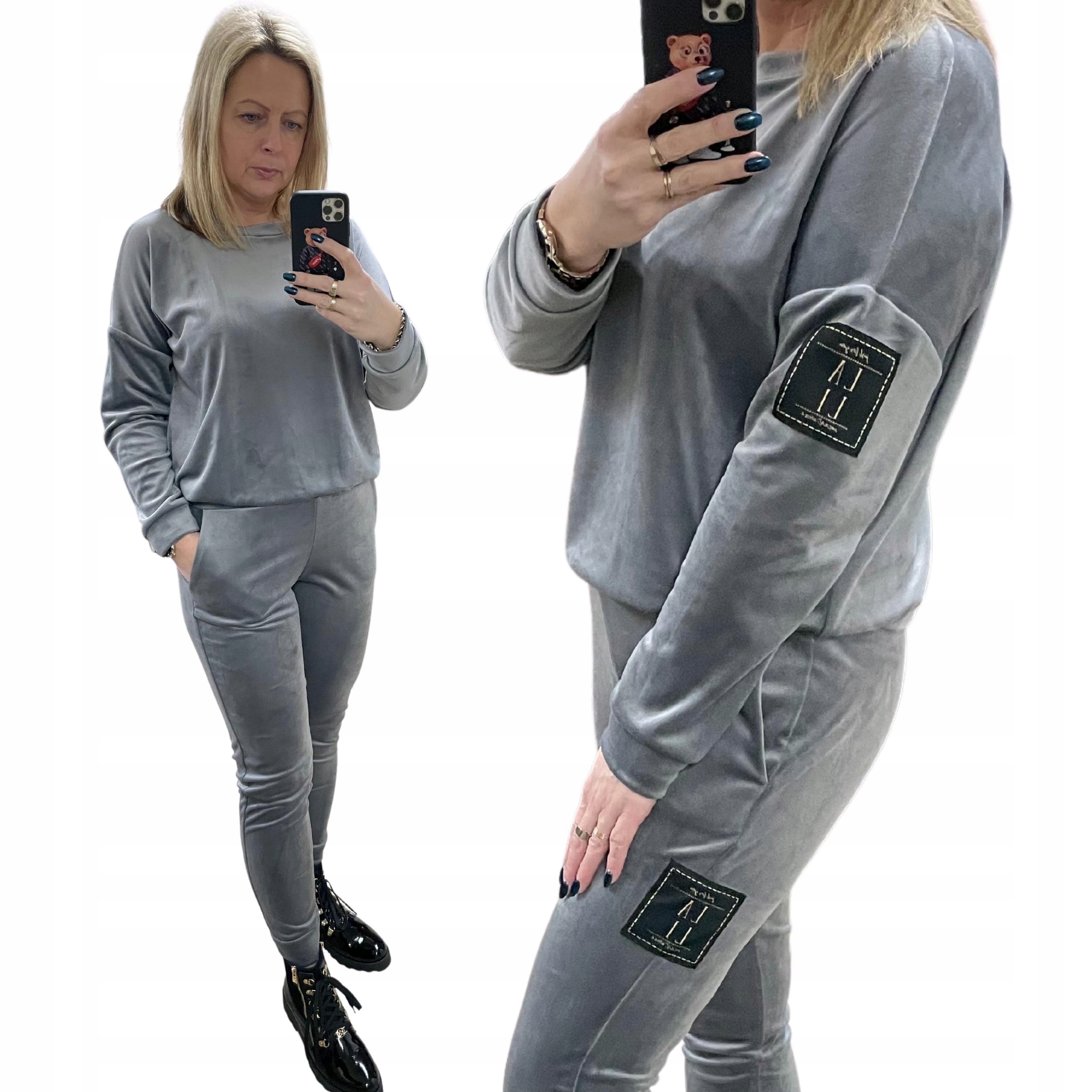 

DS77 Logowany Dres Welurowy Szary R.xl