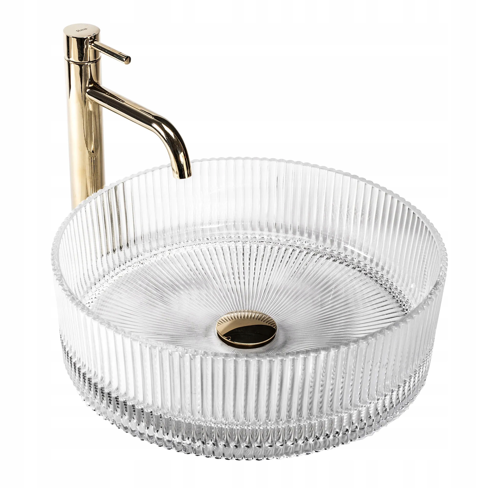 Skleněné Umyvadlo Na Desku Křišťálové Transparentní Rea Ingrid Ryflované