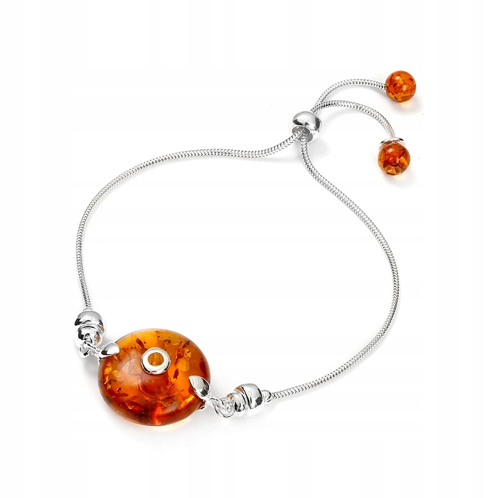 Stříbrný Náramek S Jantarovým Donatem