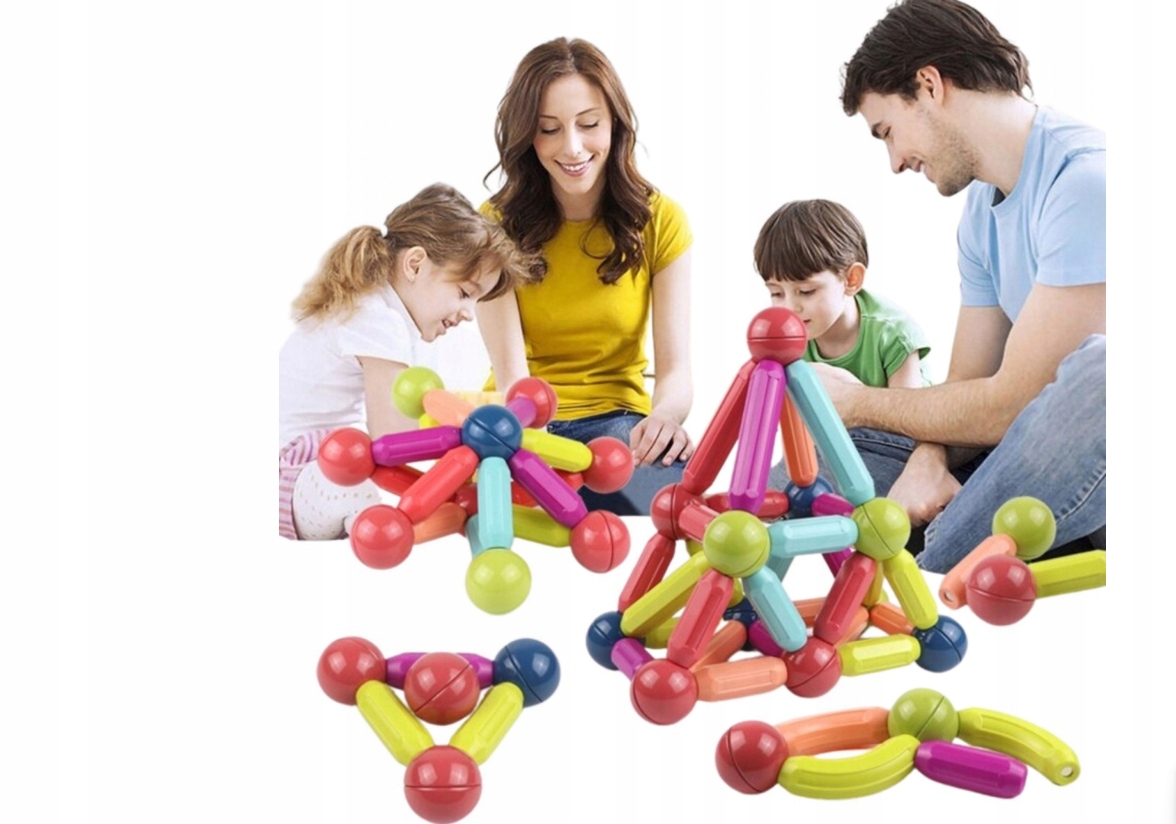 KLOCKI MAGNETYCZNE EDUKACYJNE MAGNETIC STICKS 40el Wiek dziecka 3 lata +