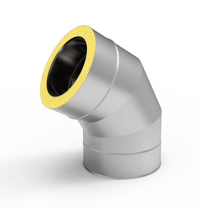 Kd koleno izolované nerezové fi 225 0,5 mm 60 stupňů komínová vložka ocel