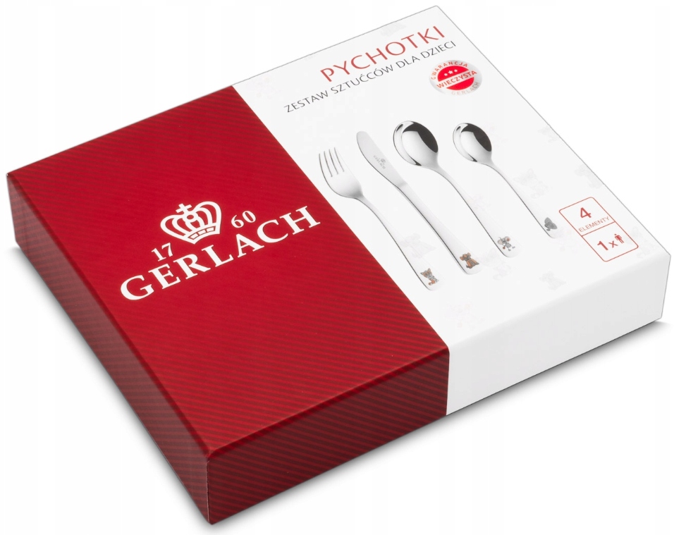 Sztućce dla dzieci GERLACH PYCHOTKI GRAWER Prezent na Chrzest Roczek EAN (GTIN) 5904181017039