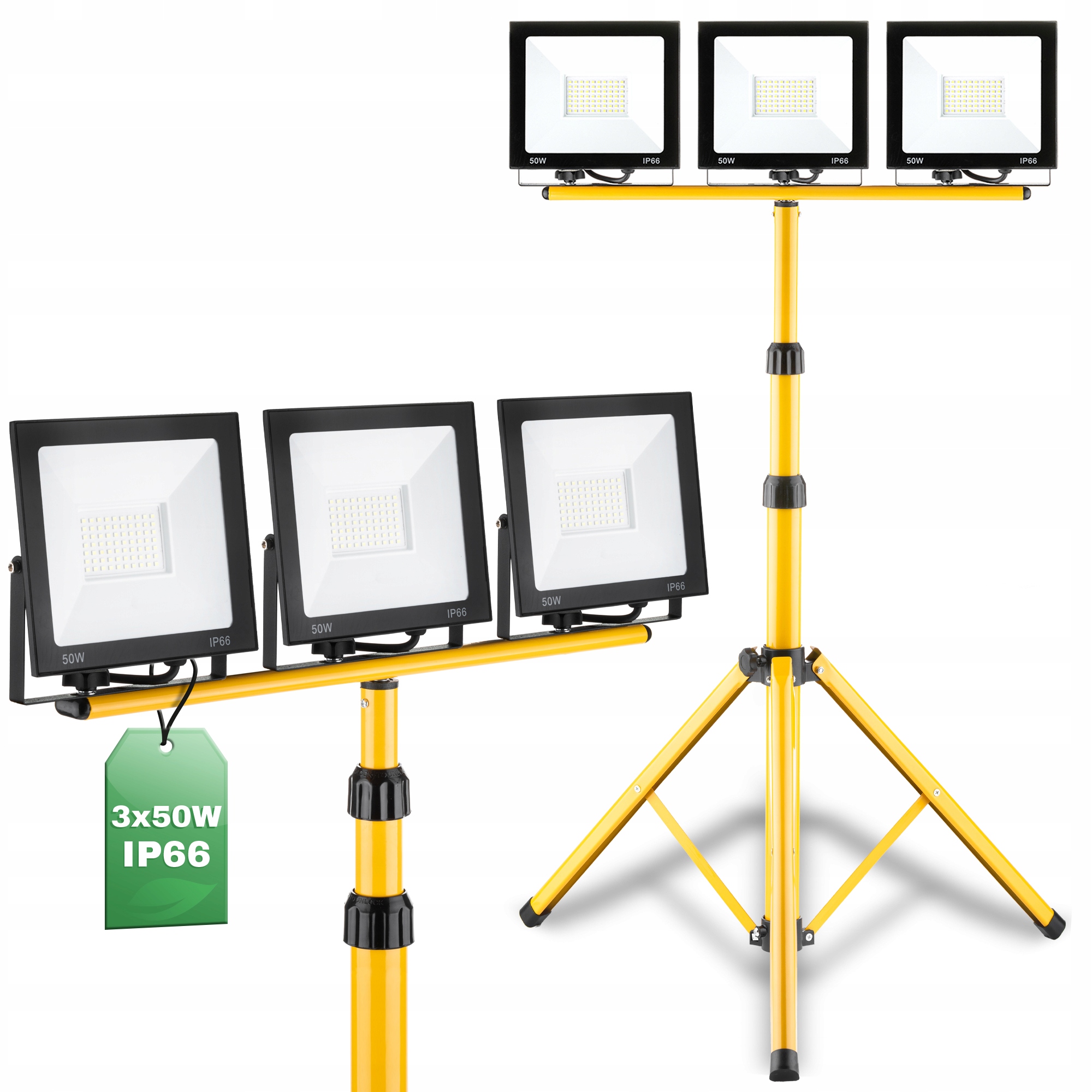 

Naświetlacz Halogen Led 3x 50W Statyw Budowlany