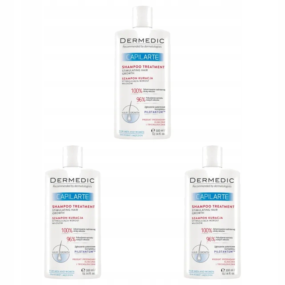 3x Dermedic Capilarte Szampon kuracja stymulująca wzrost włosów, 300 ml