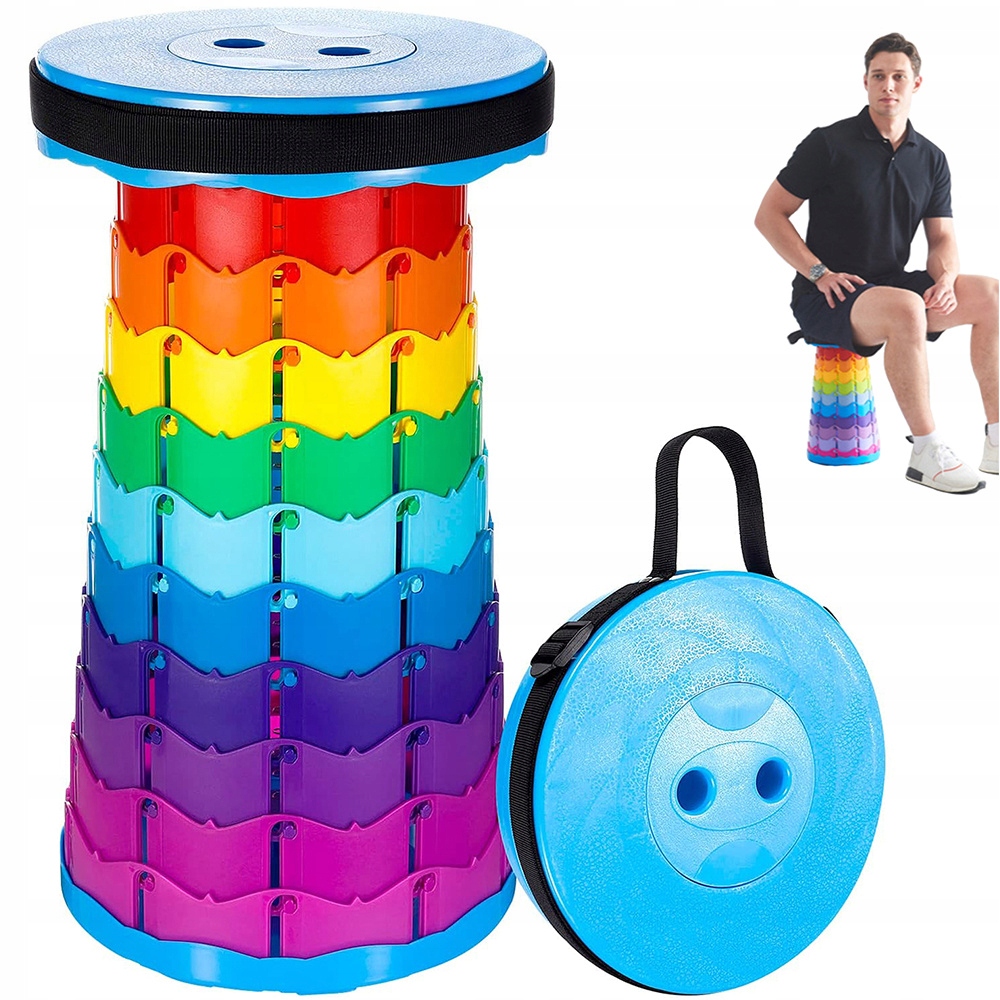 SKŁADANE PRZENOŚNE KRZESŁO TABORET STOŁEK KEMPINGOWY TELESKOPOWY KOLOROWY