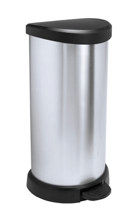 Levně Odpadkový koš, černá-stříbrná, pedálový, plastový, 40 l, Curver 181125