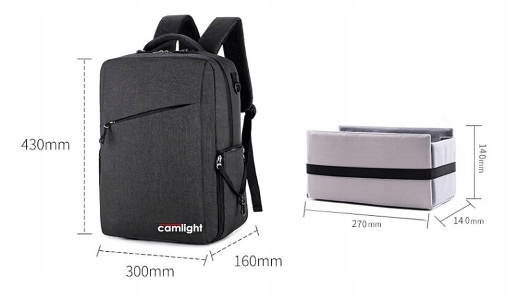 TORBA PLECAK DO CANON EOS R RP R5 R6 R7 R8 R10 R50 R100 80D 90D 100D 200D Marka Camlight