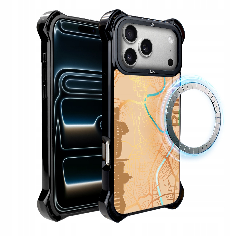 Pouzdro pro iPhone 17 Pro Ibizu DropGuard Ultra s MagSafe, mapa světa, Rome