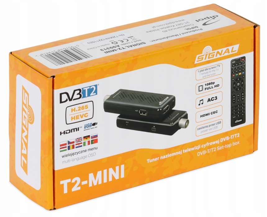 Tuner DVB-T2 HEVC dekoder TV T2-MINI USB 5V Signal Kod producenta T2-MINI