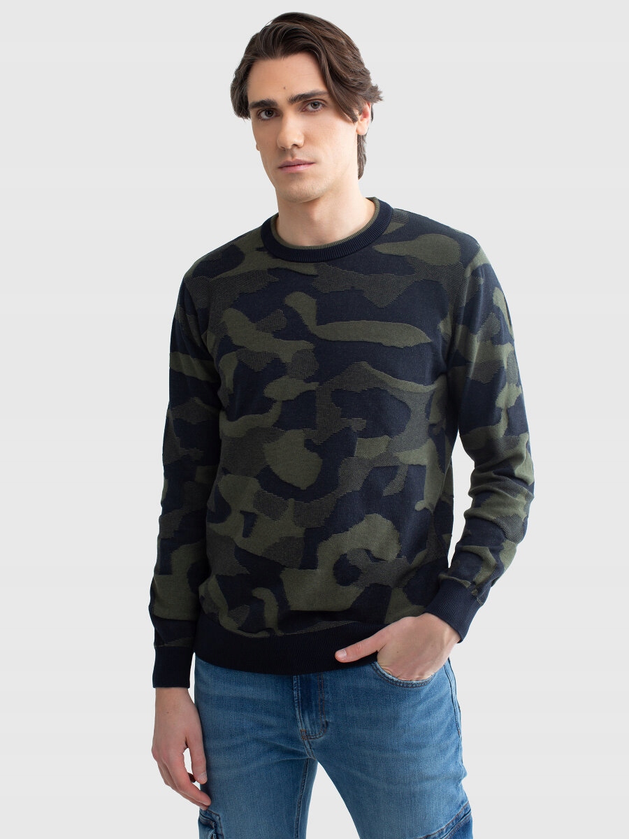 Big Star sweter zielony okrągły rozmiar XL