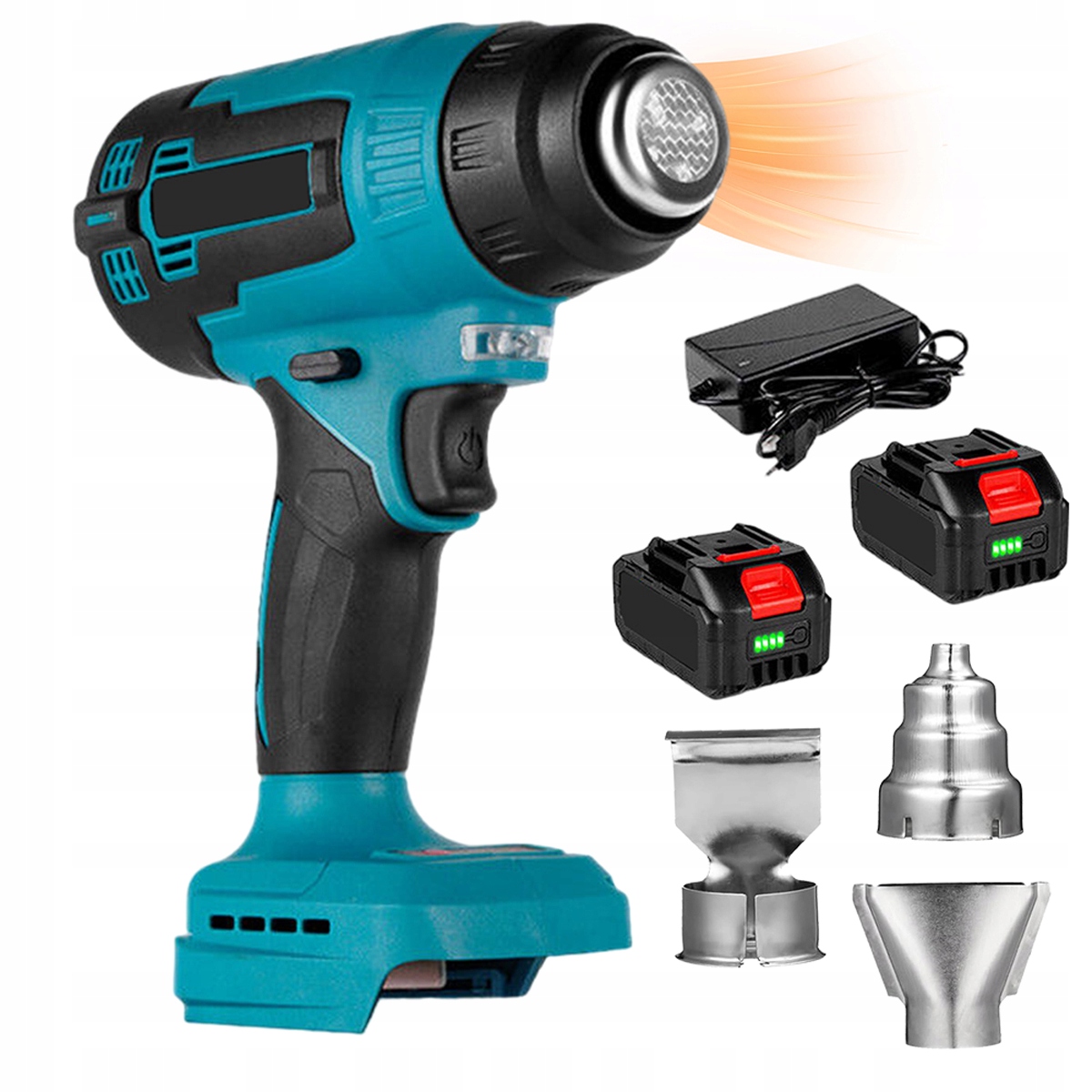 Elektryczna Opalarka Z Regulacją 200W Z 3 Dyszami Potężny Zestaw 2 Aku