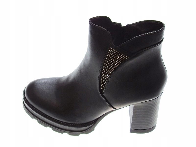 Ocieplane Botki Na Słupku Platforma Black r.41 Marka inna