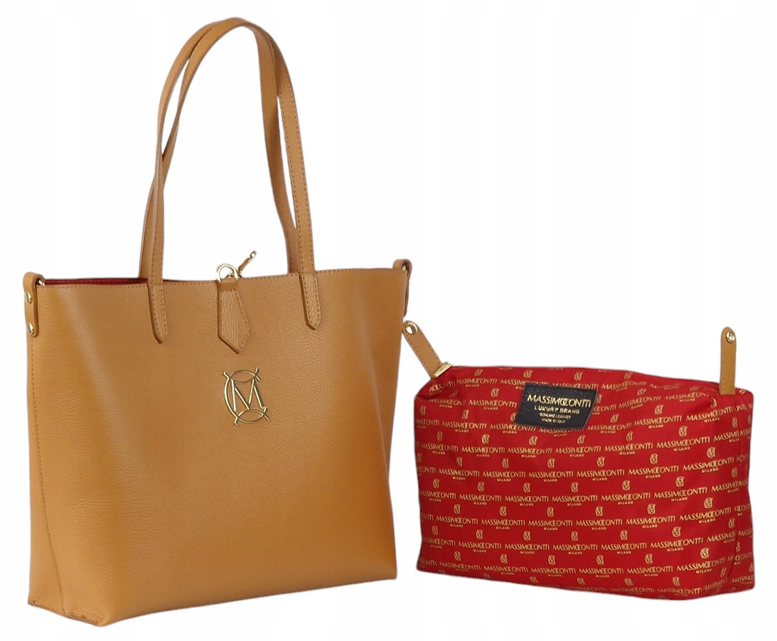 Massimo Contti klasická shopper kabelka z přírodní kůže, hnědá