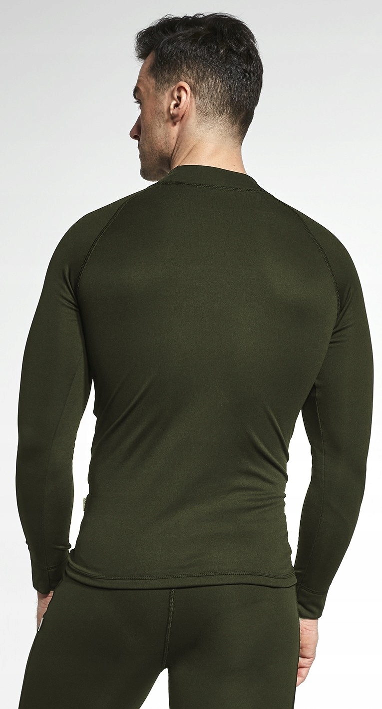 KOSZULKA TERMOAKTYWNA MĘSKA DŁUGI RĘKAW OCIEPLANA PODKOSZULEK KHAKI r. XL Kolekcja Thermo AG+ Khaki Koszulka
