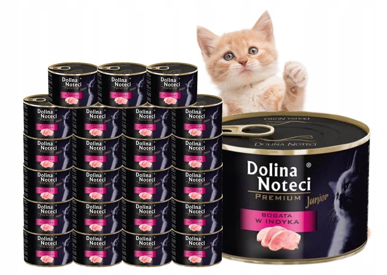 Dolina Noteci Premium Junior mokra karma dla kociąt bogata w indyka 24x185g