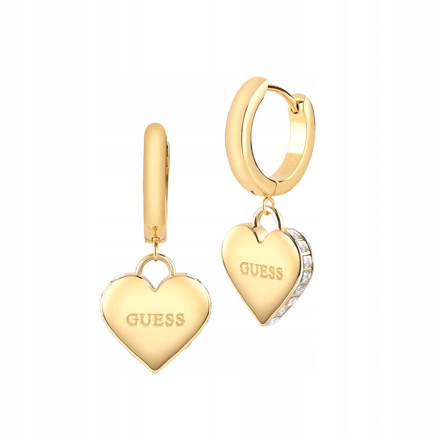 Náušnice zlaté Guess zirkon srdce