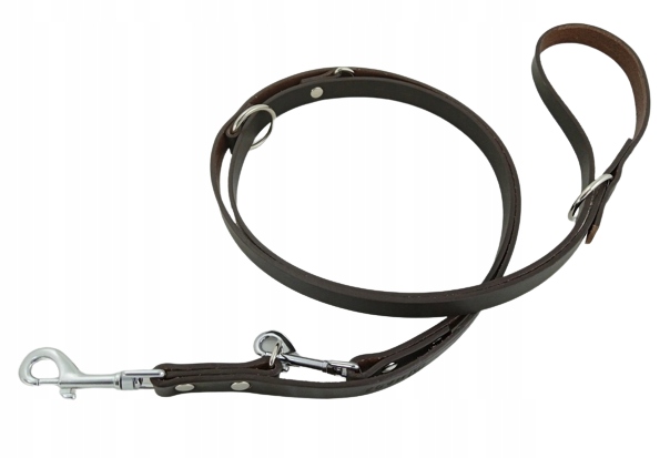 Smycz Regulowana Skórzana Hada Brązowa 210 CM