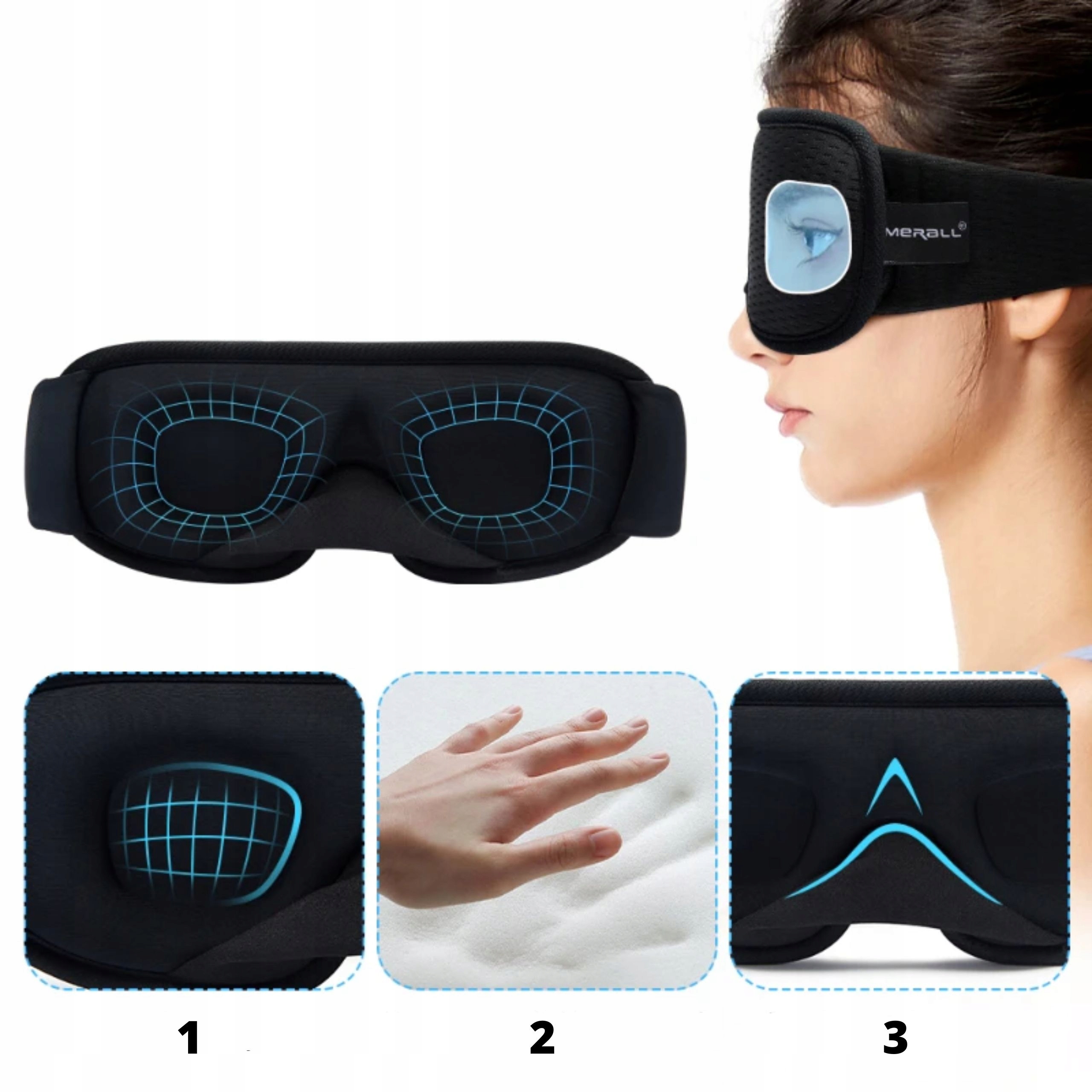 OPASKA NA OCZY DO SPANIA MASKA 3D PREMIUM Marka bez marki