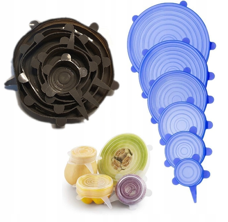 POKRYWKI SILIKONOWE UNIWERSALNE DO ŻYWNOŚCI 6SZT