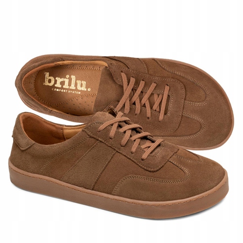 Brilu Polskie Skórzane Minimalistyczne Sneakersy Barefoot Austin Brązowe 44