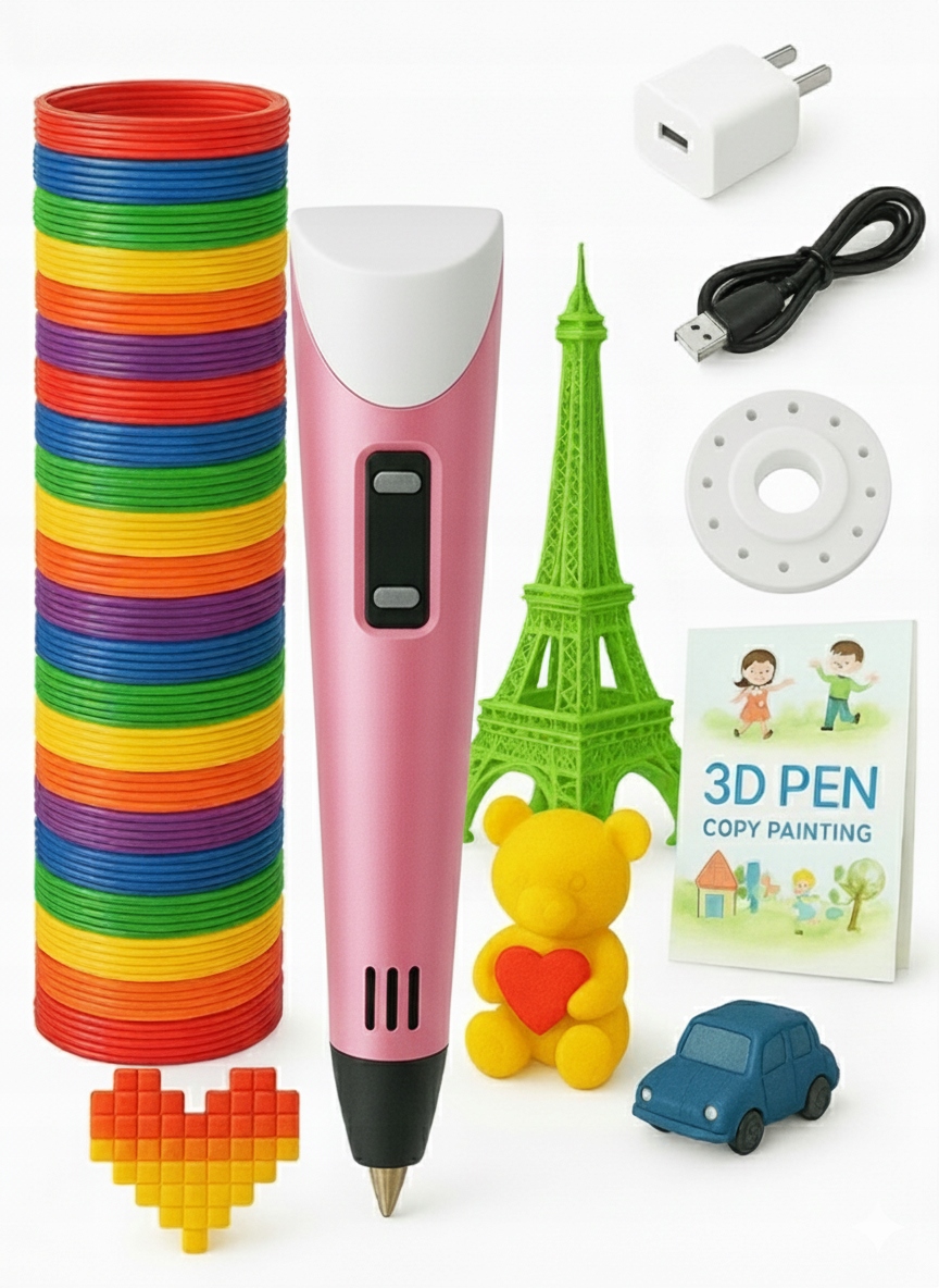 Długopis 3D Drukarka Zestaw XXL Wkłady 110 Metrów Szablony Zasilacz