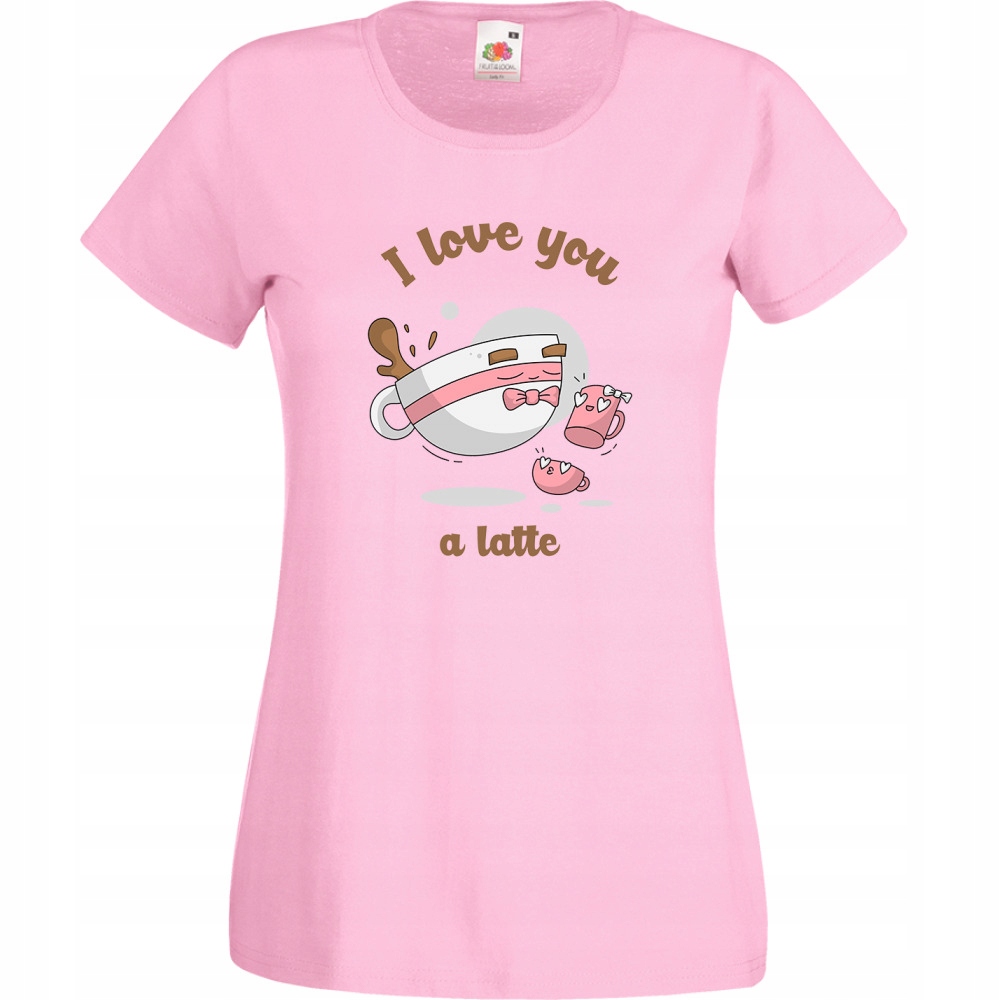 

Koszulka i love you a latte kawa XXL różowa
