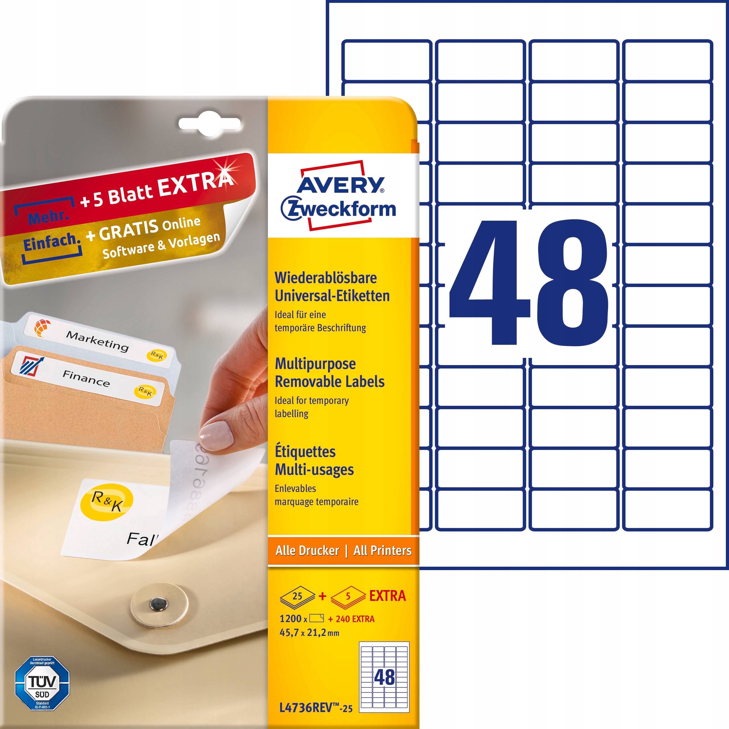 

Etykiety Usuwalne Avery 45,7x21,2mm L4736REV-25