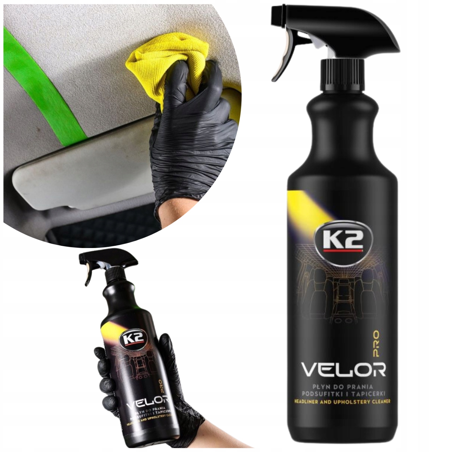 Płyn do Czyszczenia Tapicerki Podsufitki K2 Velor Pro 1L Detailing