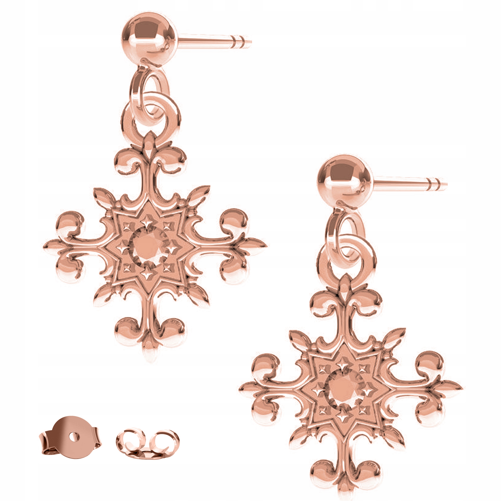 Náušnice Kříž Křížek růžové zlato 925