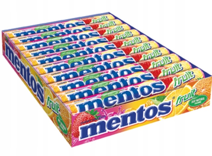 20x 38g Mentos Fruit cukierki o smaku owocowym Karton