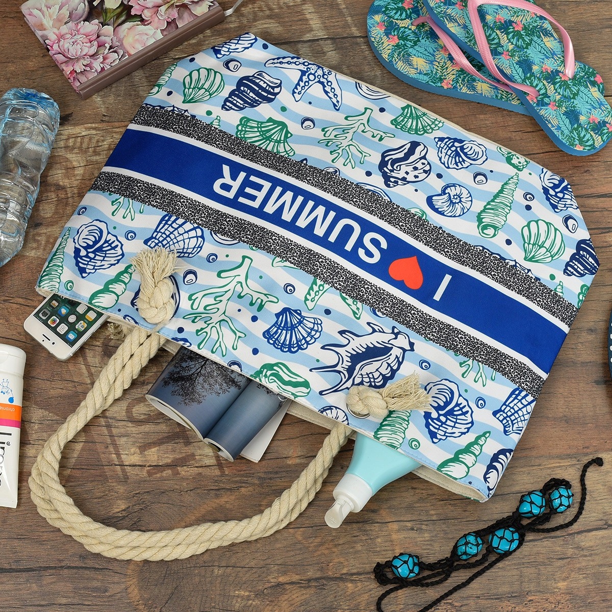 Duża torba plażowa torebka summer na lato pojemna Cechy dodatkowe brak