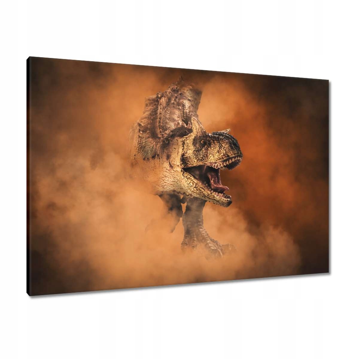 Obrazy 100x70 Dinosaurus rex na pozadí kouře