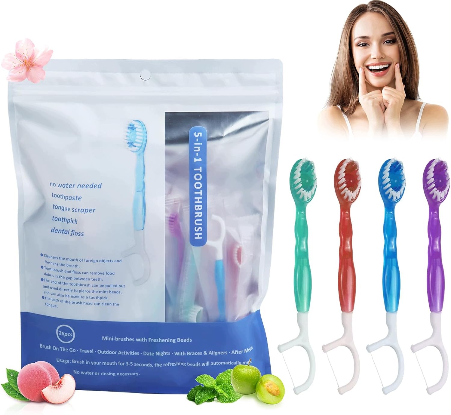 Szczoteczka 26 Sztuk Jednorazowa Zębów Pasta Nici Dentystycznej Komplet