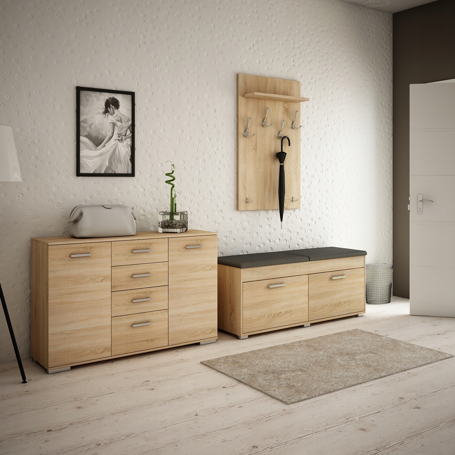 WIESZAK ŚCIENNY NA UBRANIA PRZEDPOKÓJ DĄB SONOMA Marka Sarano