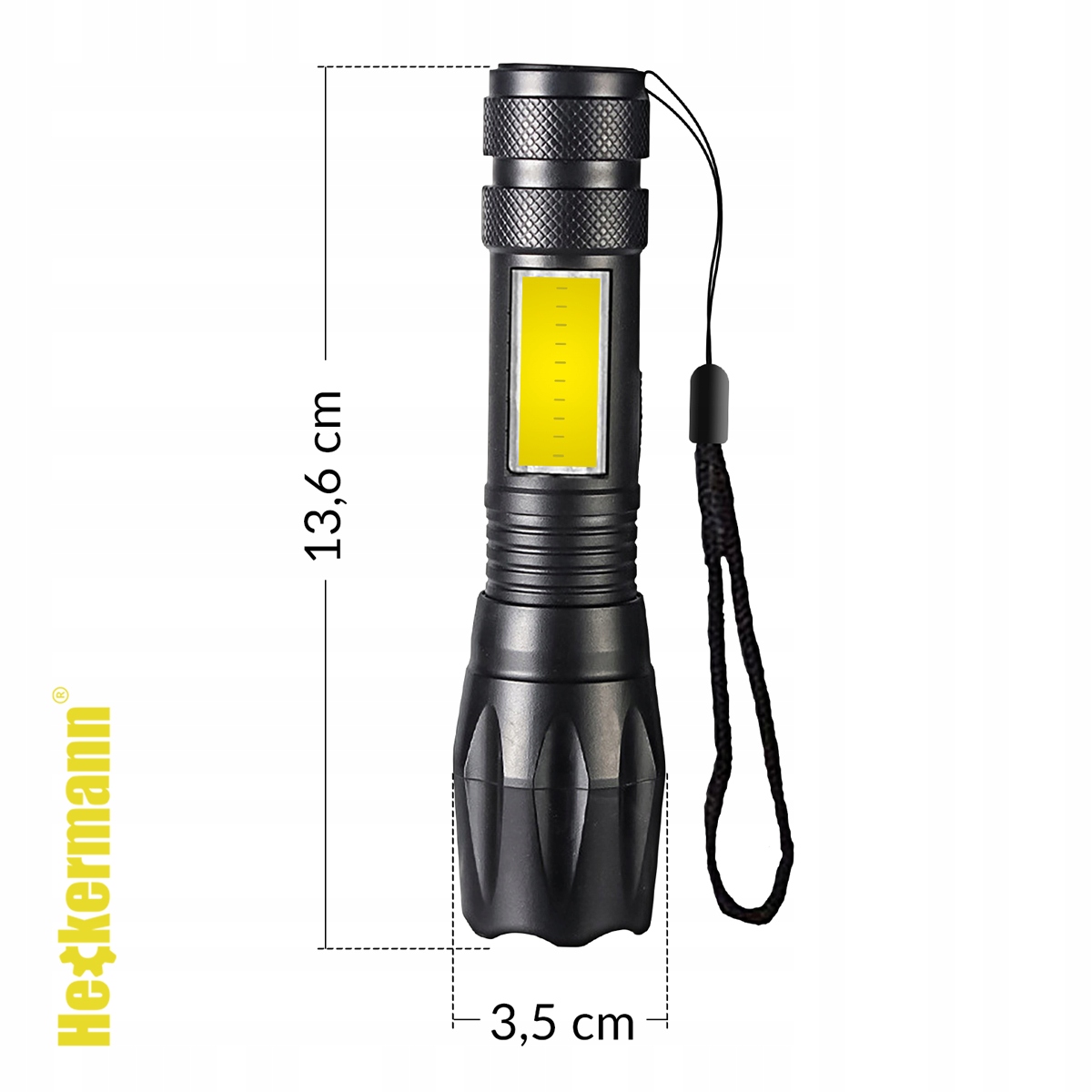 MOCNA LATARKA AKUMULATOROWA TAKTYCZNA LED T6 + COB ZOOM WOJSKOWA 1500mAh Zasilanie akumulatorowe