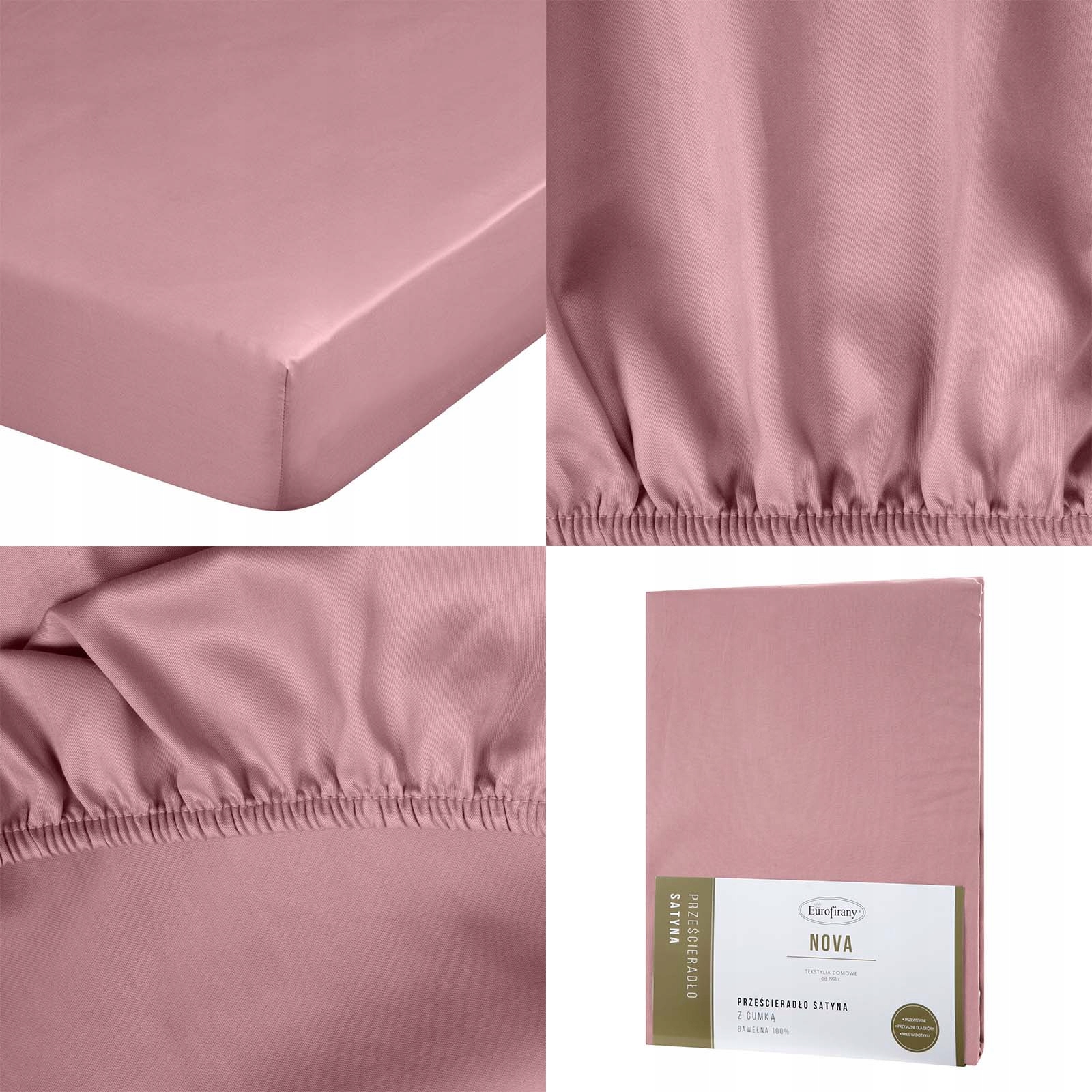 Pudrowe Prześcieradło Satynowe z gumką 160x200 NOV