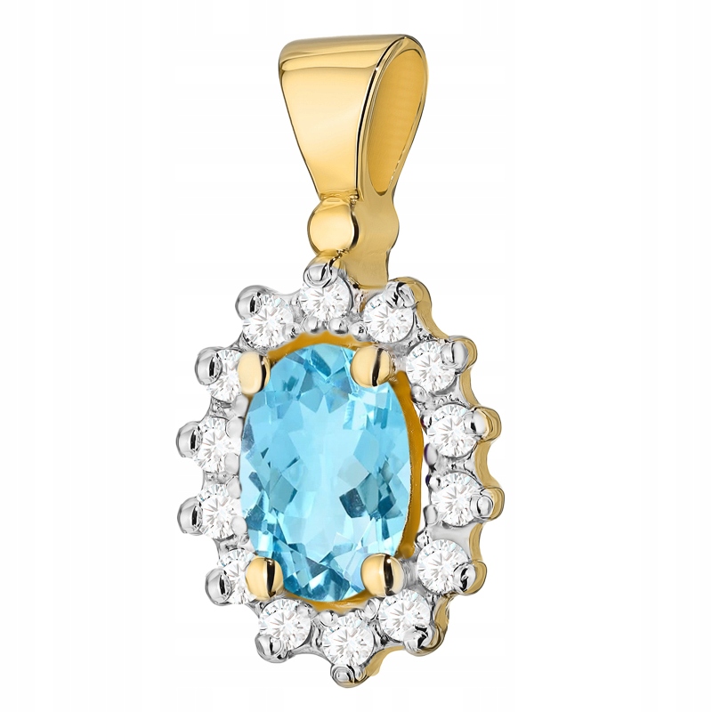 Zlatý Přívěsek Přívěsek pr. 585 Markýza s topazem 0,50 ct a brilianty 14k