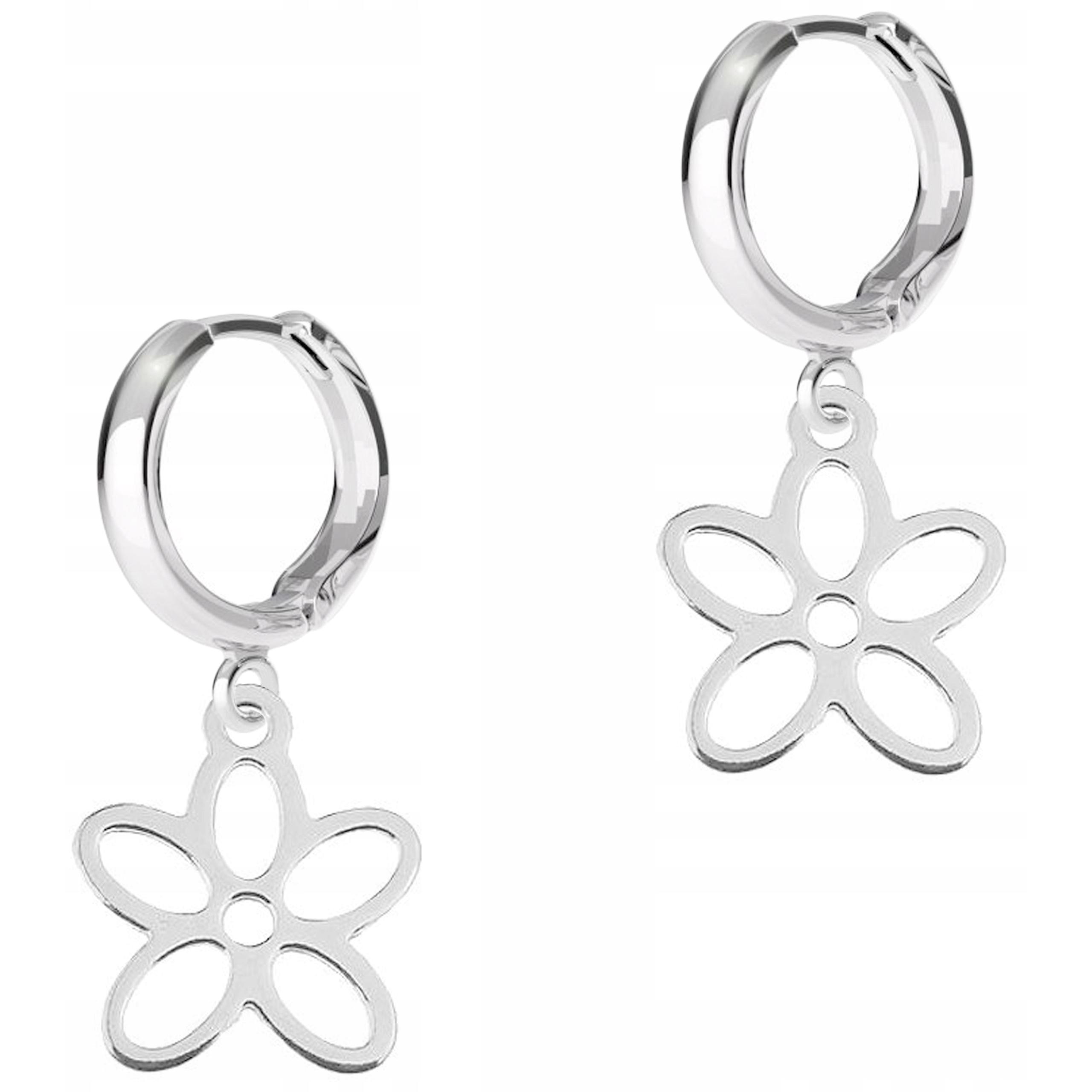 Stříbrné Náušnice Plechy s květinami Květiny Stříbro 925