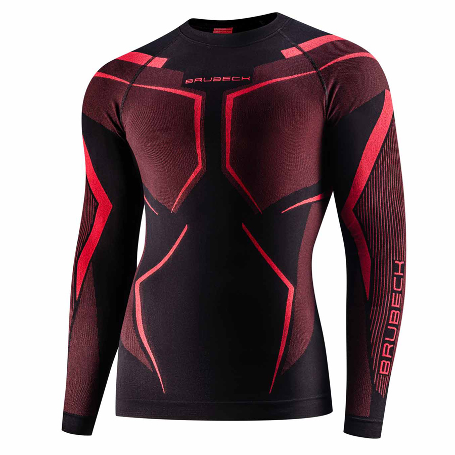 Brubeck Koszulka Termoaktywna Dry Długi Rękaw Męska Czarny/czerwony L