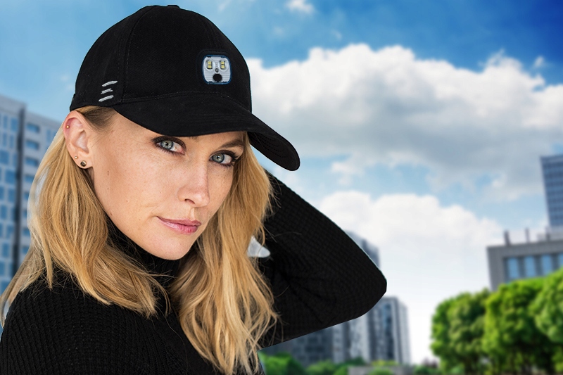 CZAPKA LED Z DASZKIEM LATARKĄ na USB MOCNE DIODY dla Wędkarza Sportowca Kolor dominujący czarny