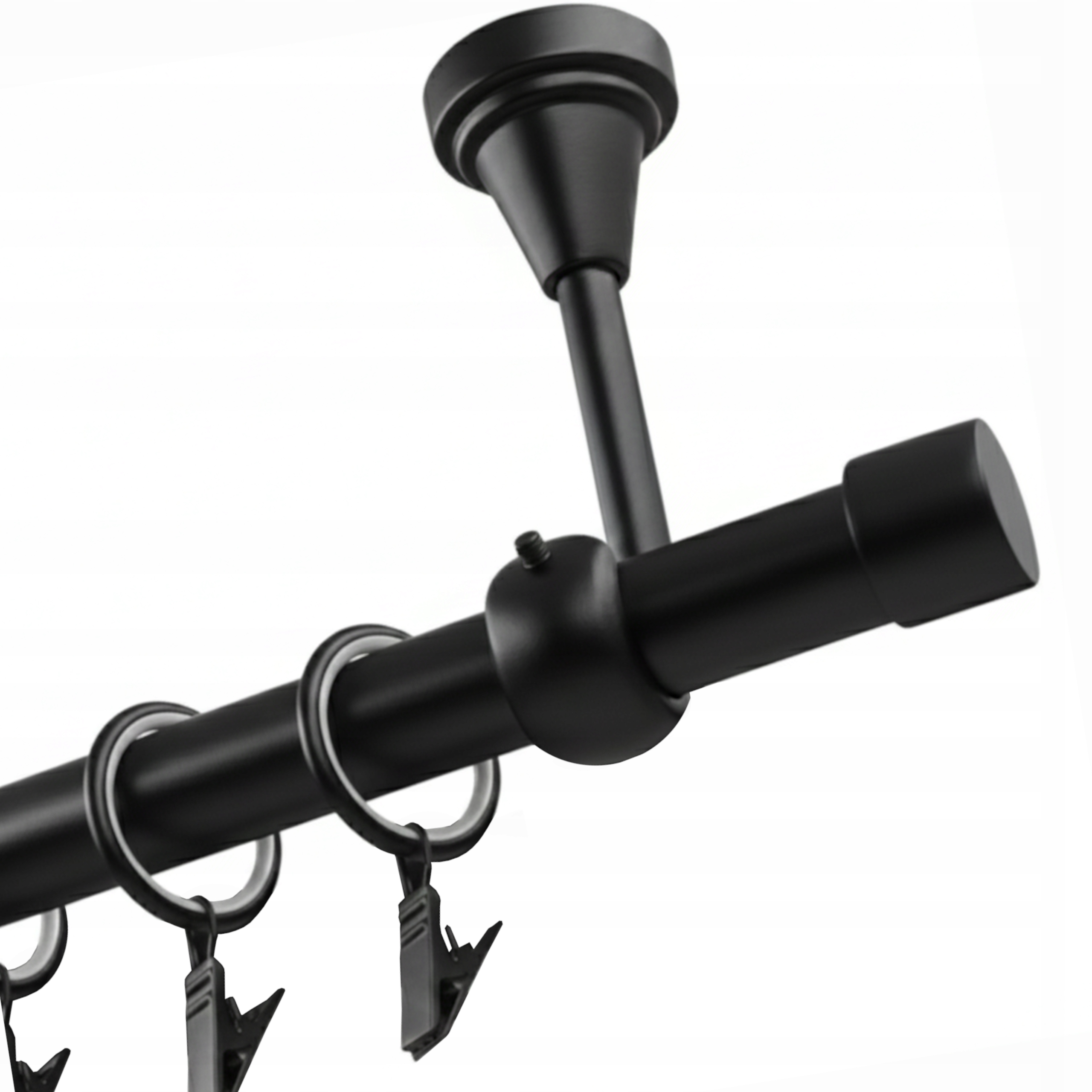 Garnýž Kovový Stropní 400 cm 19 mm Luna Černá Mat Kolečka