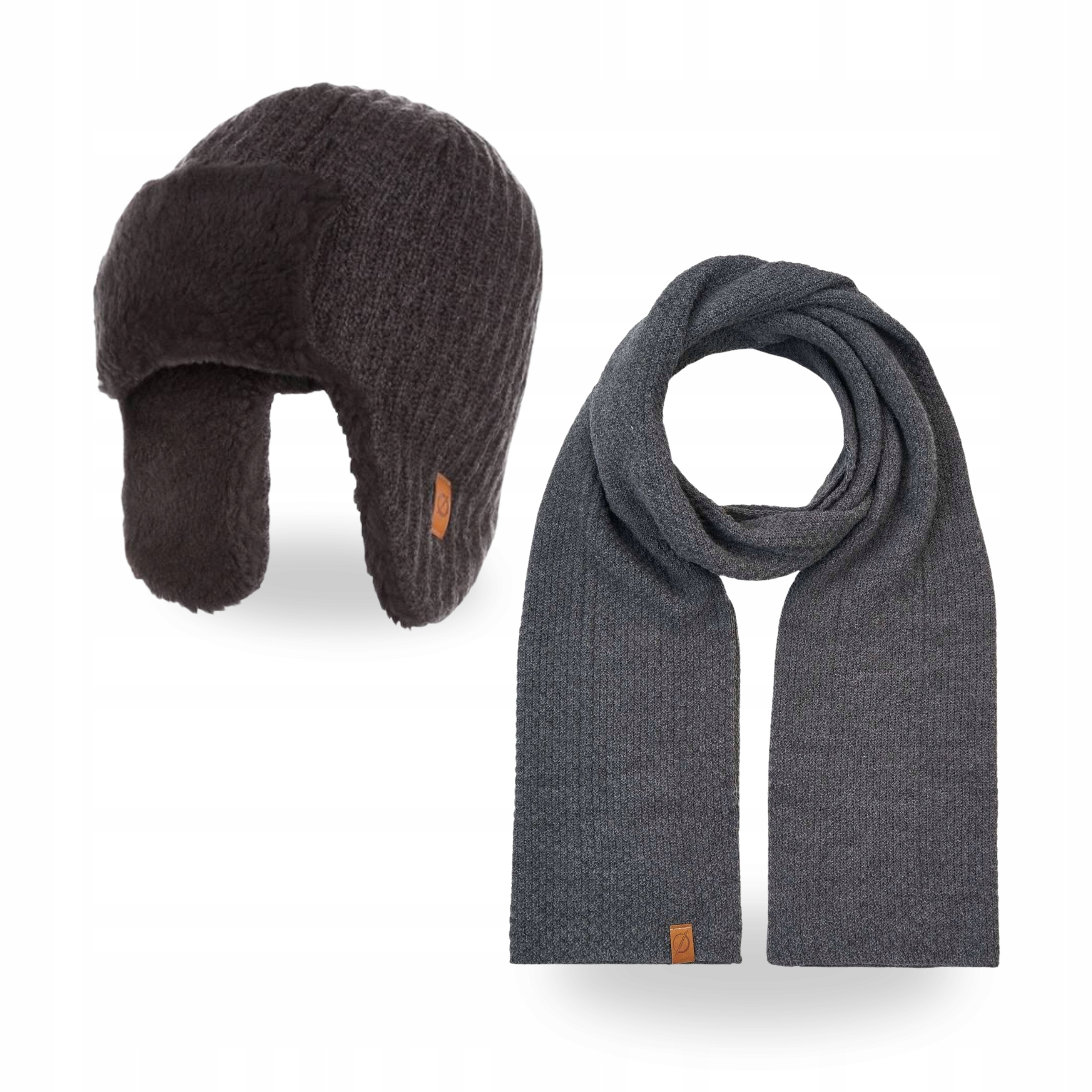 Pánský set Teplá Čepice Šátek Dlouhý šátek Brodrene Tmavě šedá